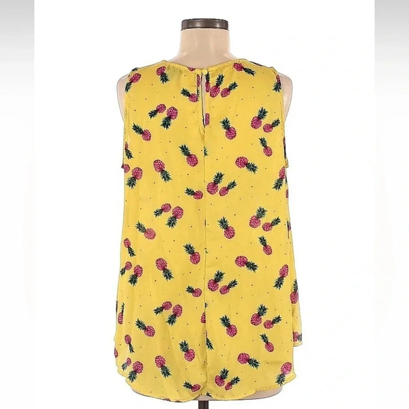 Torrid Yellow Pineapple Georgette Ruffle Tank Blouse Size M Medium 00 - Picture 5 of 6